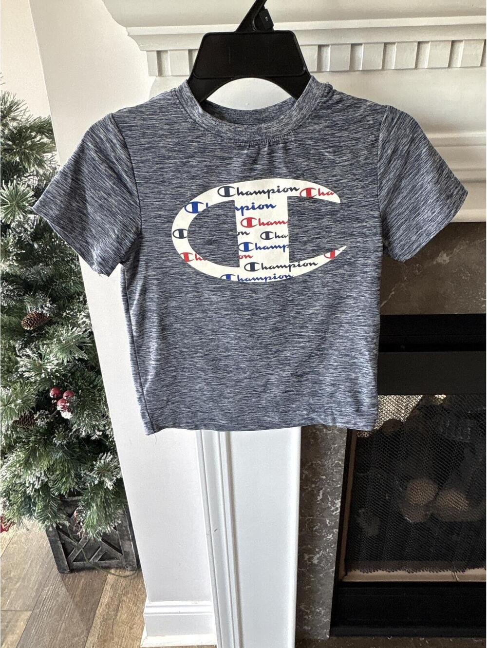 Champion Kids Heather Gray Logo Cropped Shirt Size 5 Boys Summer